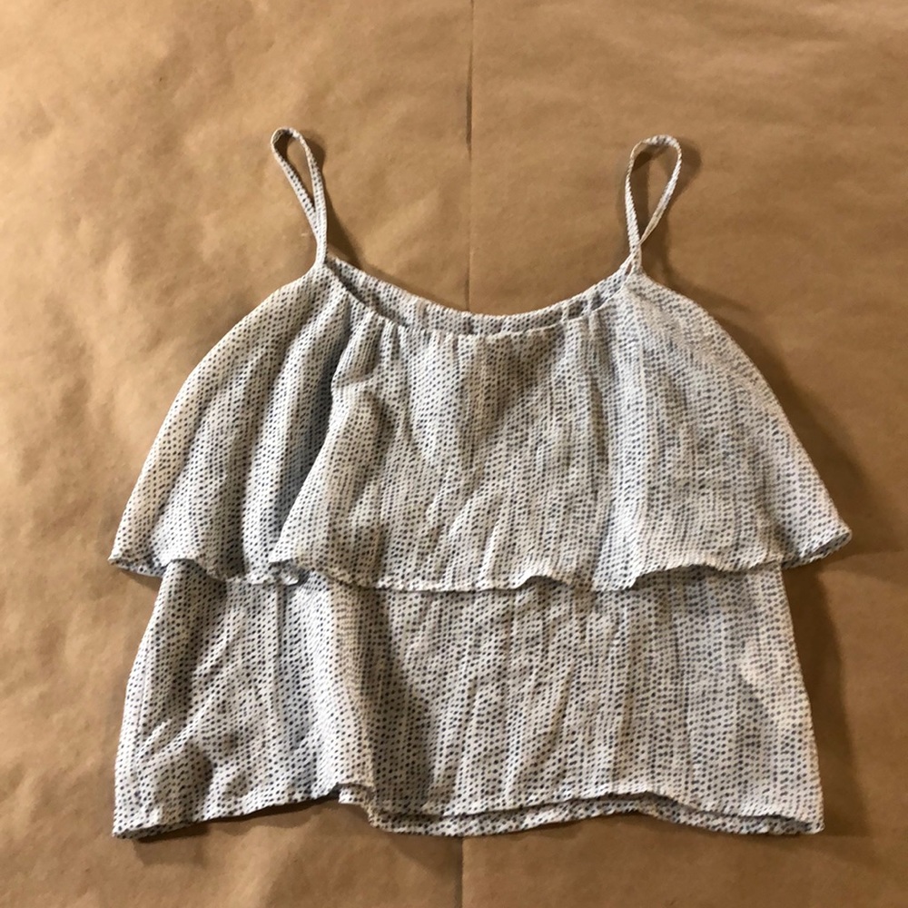 Navy and White Layered Top